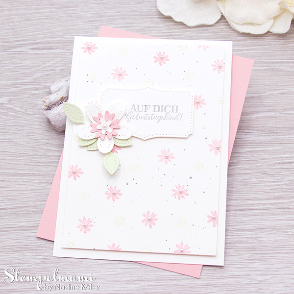 Stampin up geburtstagskarte blumen verziert stanzformen perforierte blumen stempelmami