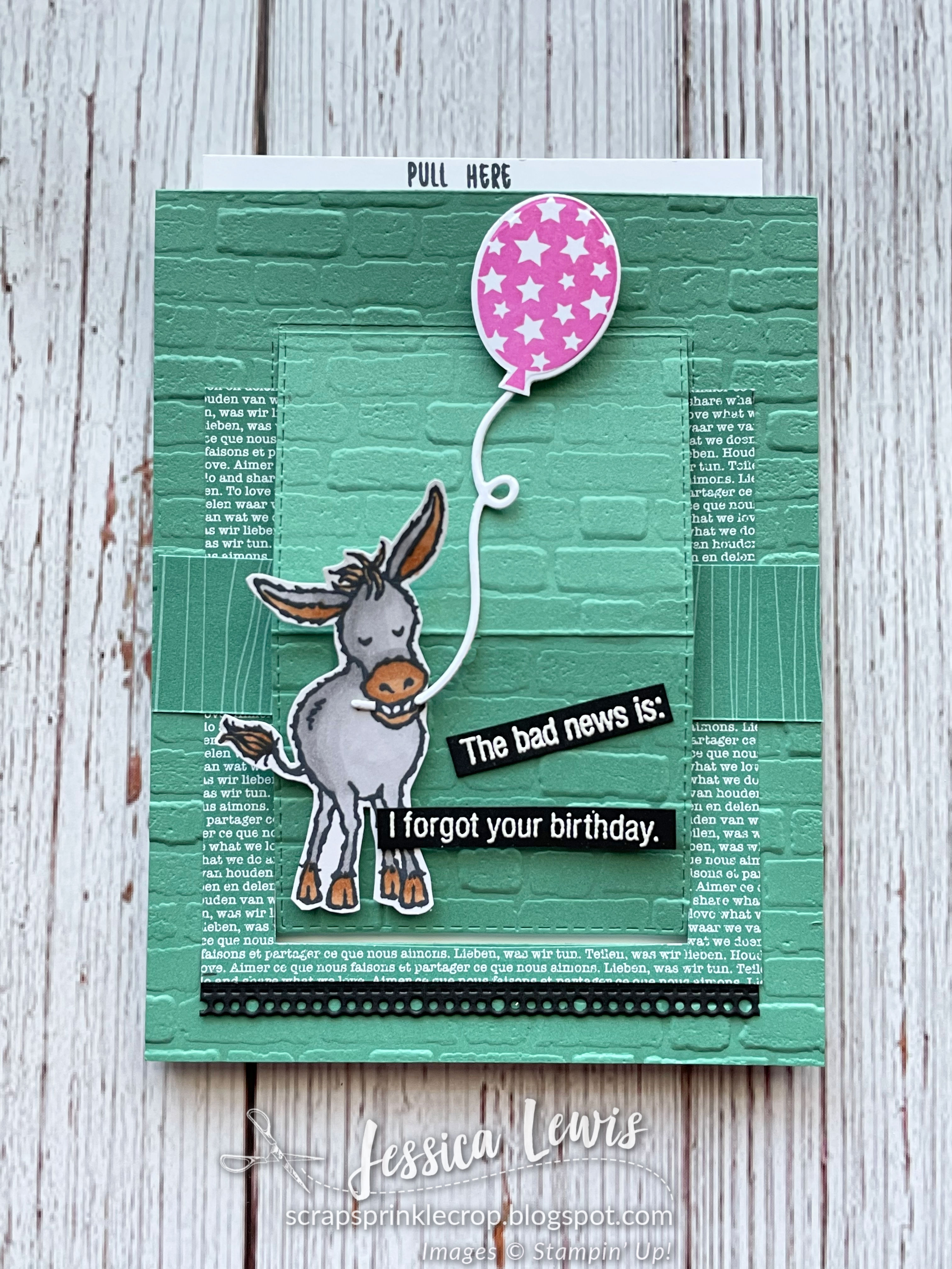 Darling donkey card front   wm
