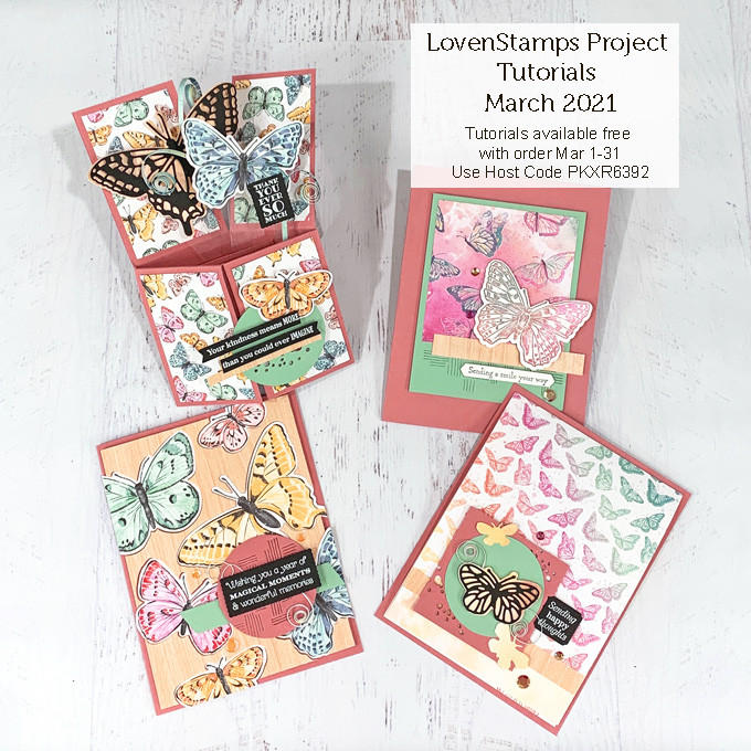 Butterfly brilliance bijou project tutorials stampin up by lovenstamps kit by mail sq code