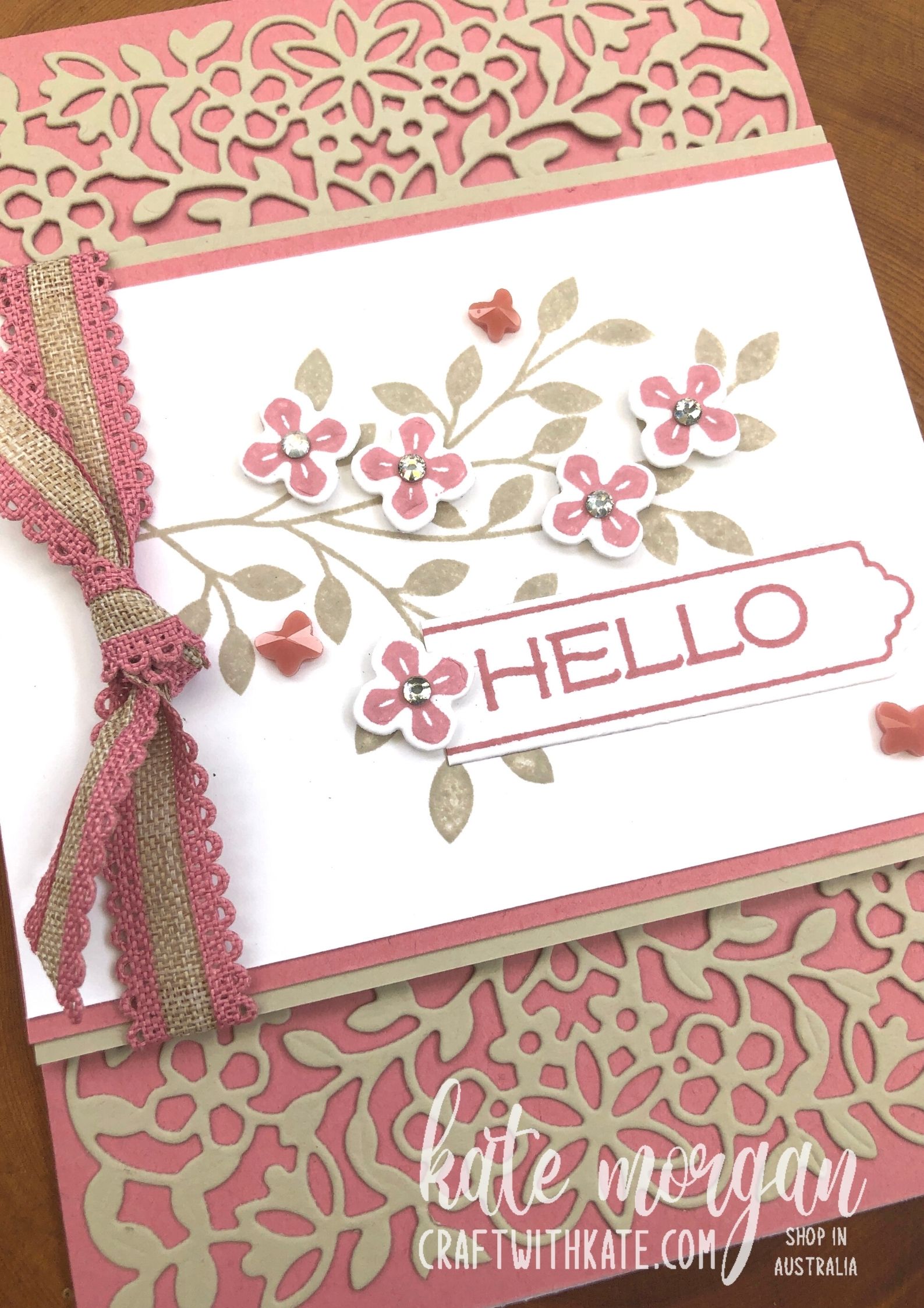 Vine design sahara sand colour creations showcase feminine card by kate morgan  stampin up  australia 2021