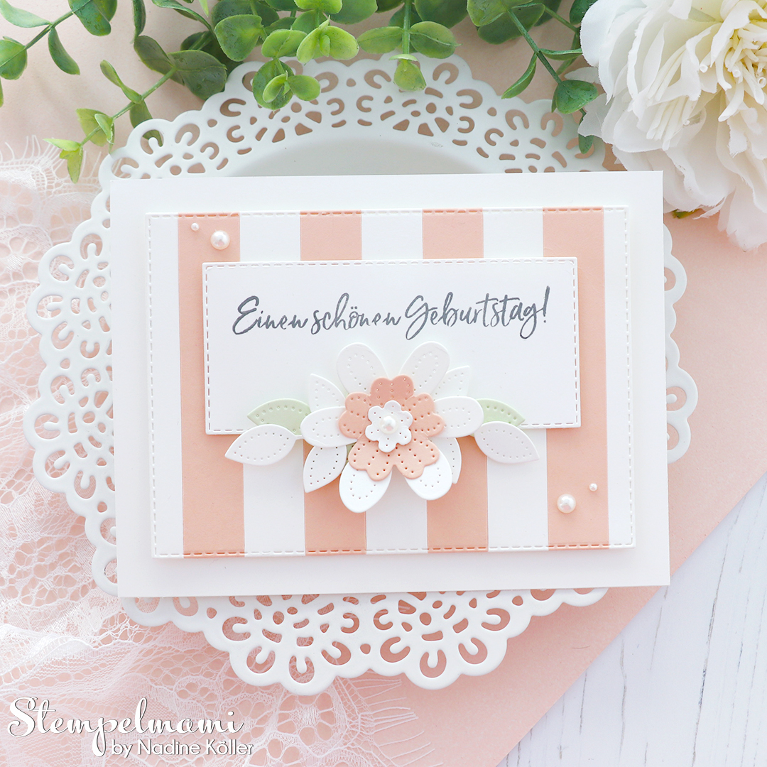 Stampin up gestreifte geburtstagskarte mit perforierten blumen eiszeit stempelmami 4