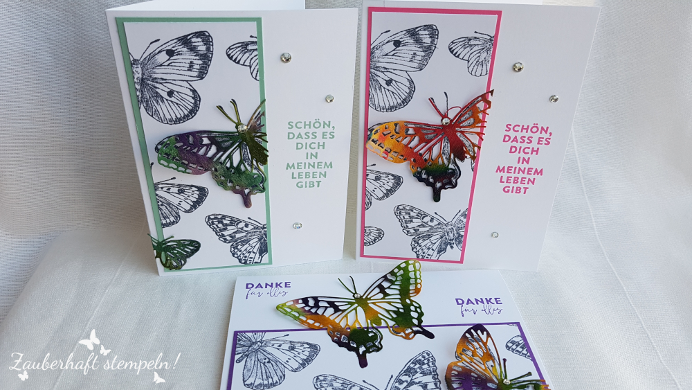 Stampinup schmetterlingskarte kaffeefilter technik freundschaftsblueten butterfly brilliance zauberhaft stempeln