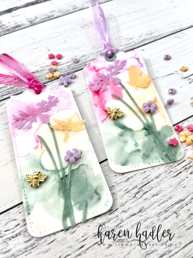Tags with in colours and quiet meadow