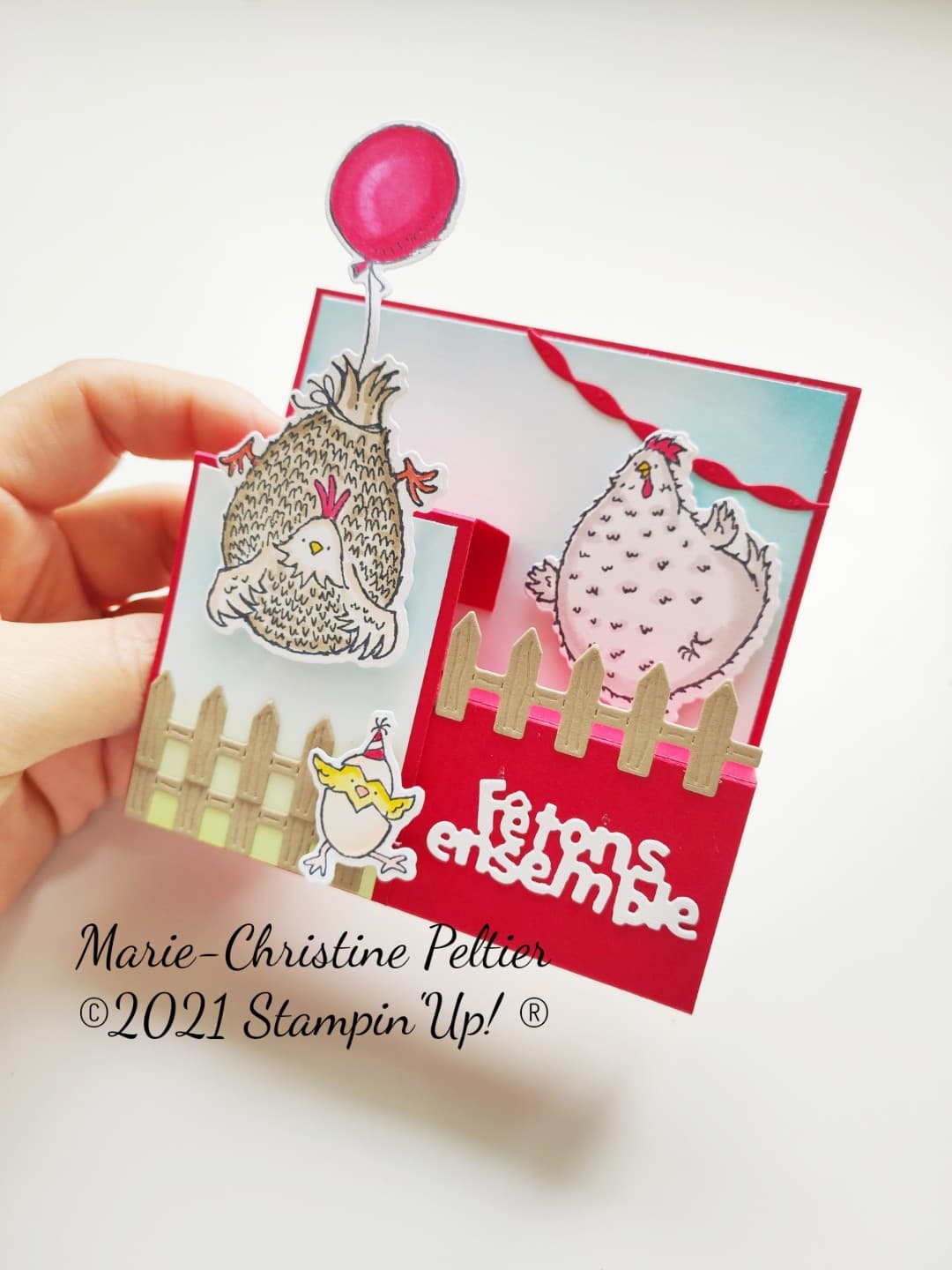 Carte pop up stampin up poulette 2