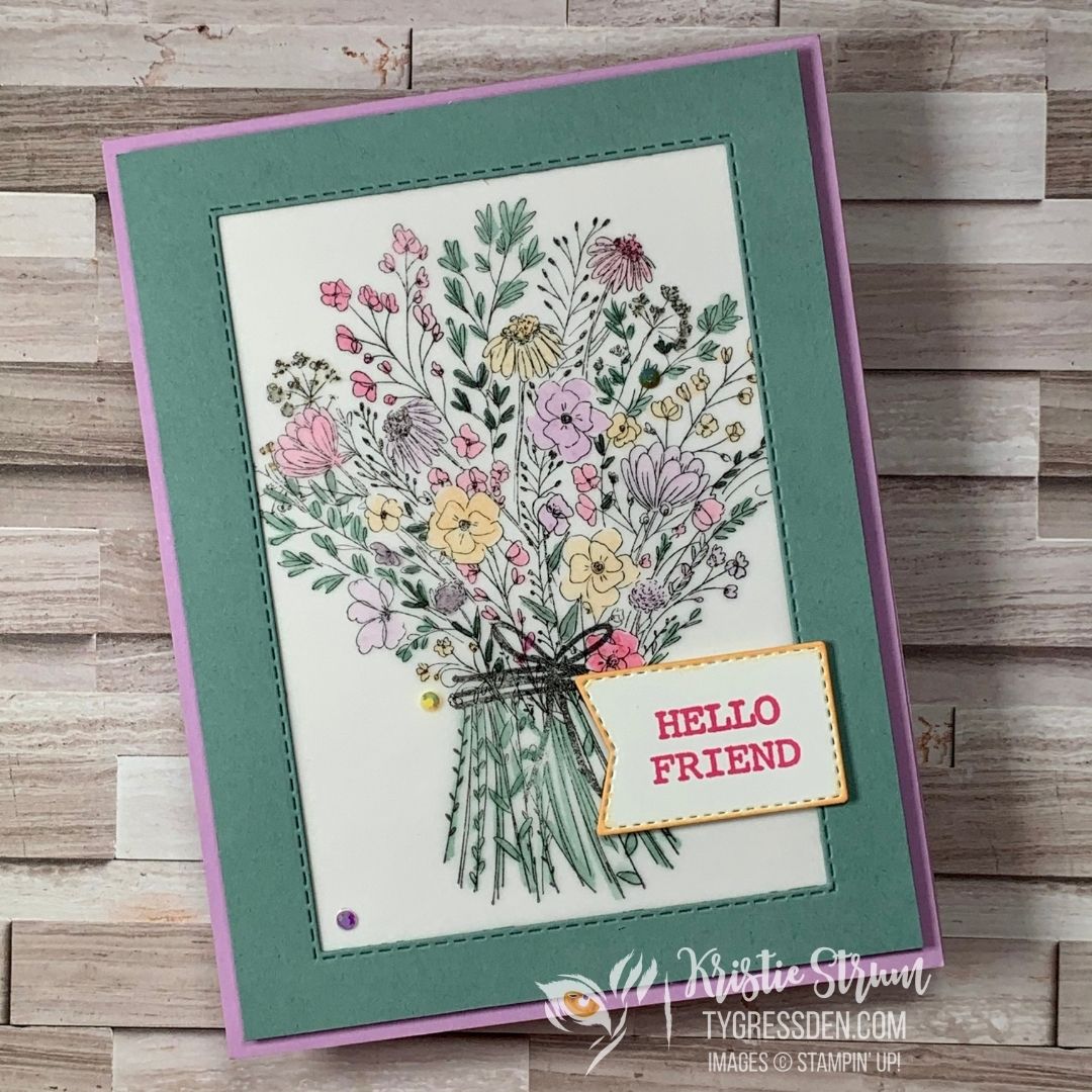 Hand drawn blooms stained glass square 1