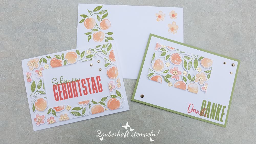 Stampinup floating frame technik schwebetechnik pfirsichzeit 7 zauberhaft stempeln