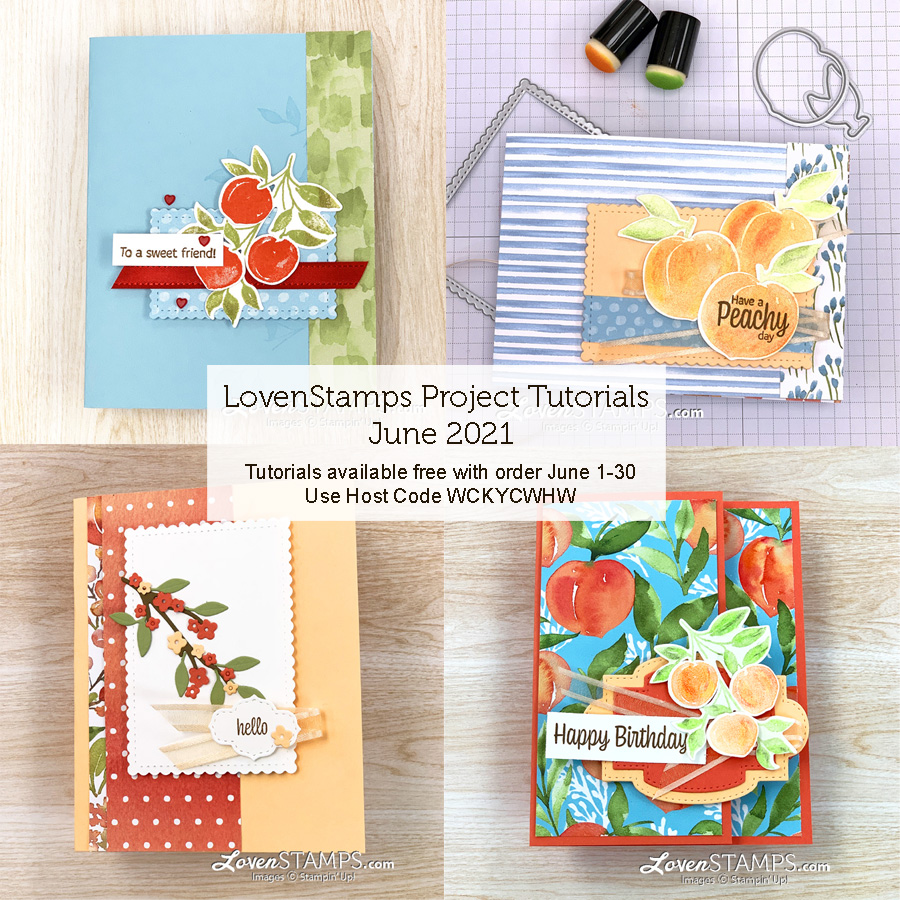 4 projects plus jam jar lovenstamps monthly tutorials youre sweet as a peach suite bundle stampin up new catalog card ideas sq