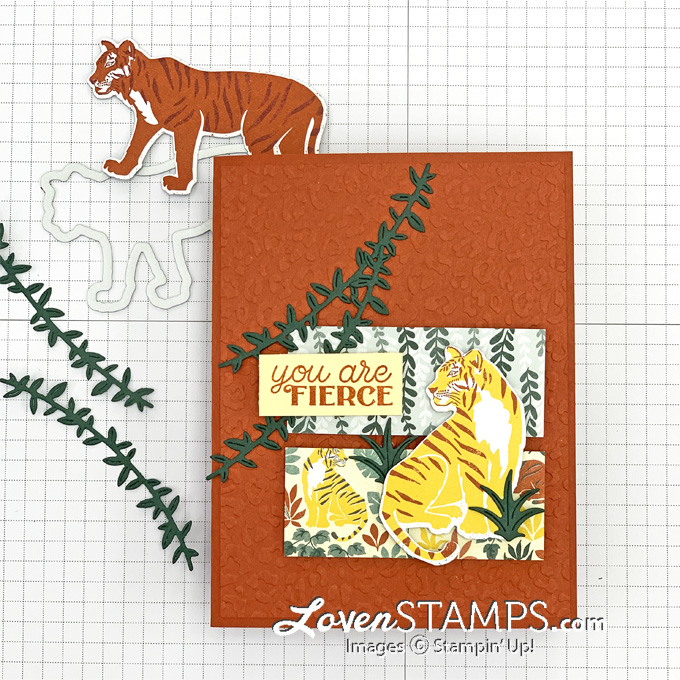 In the wild cats tiger jungle dies you are fierce animal print embossing folder card idea stampin up