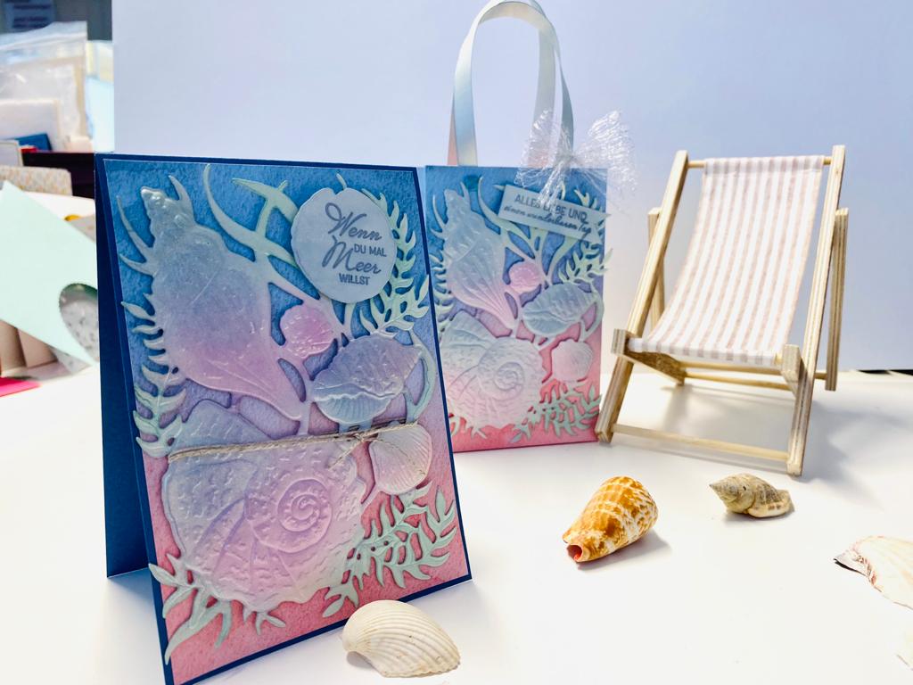 Meeresmuscheln traumhafte tasche und karte basteln 2