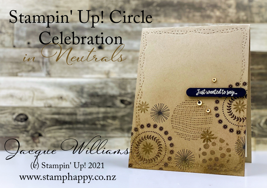 Stampin up circle celebration in crumb cake masculine geometric neutrals black card many messages