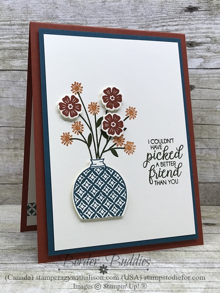 Friend card made with christmas gleaming   beautiful bouquet stamp sets by stampin  up