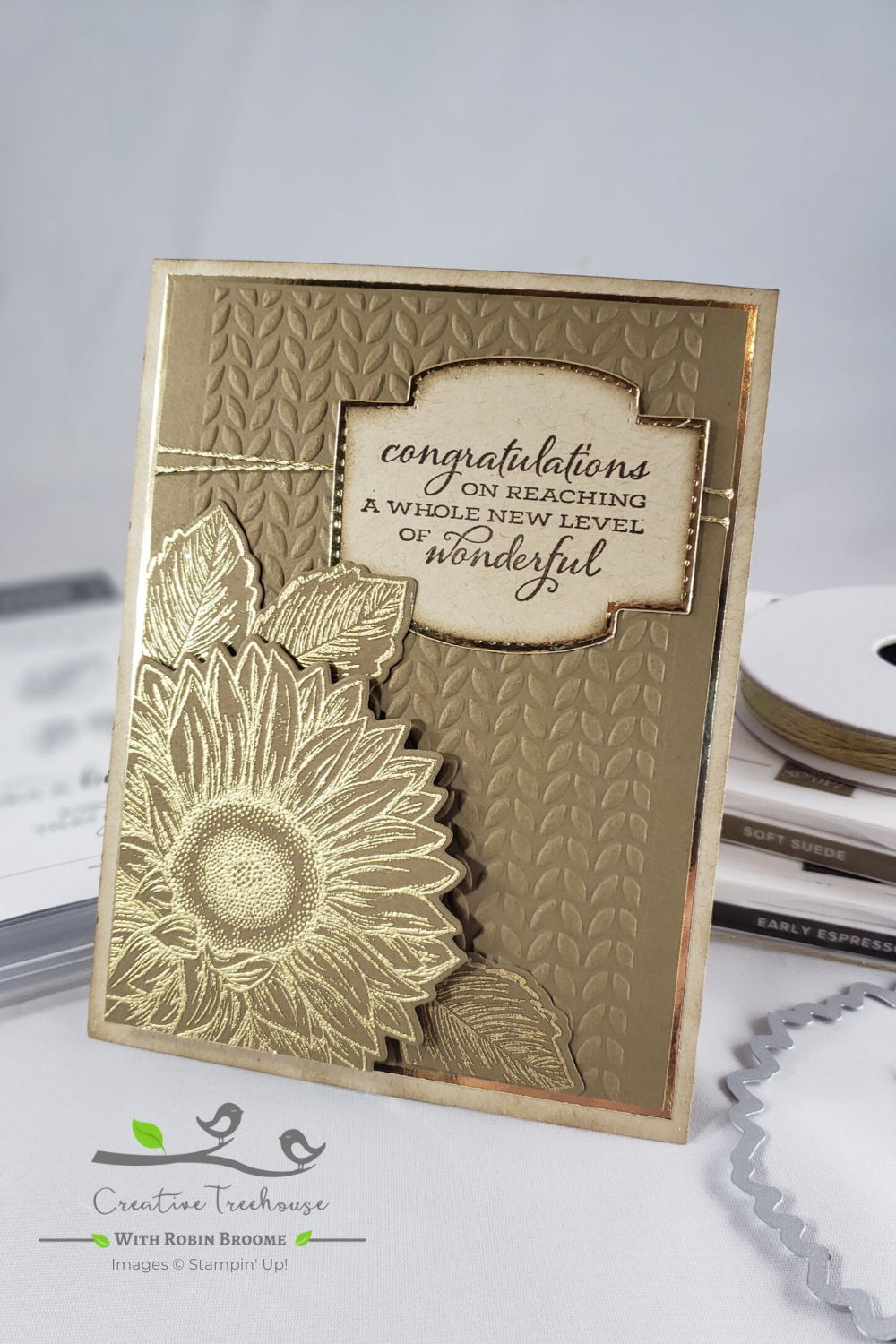 Gold embossed sunflower  1 