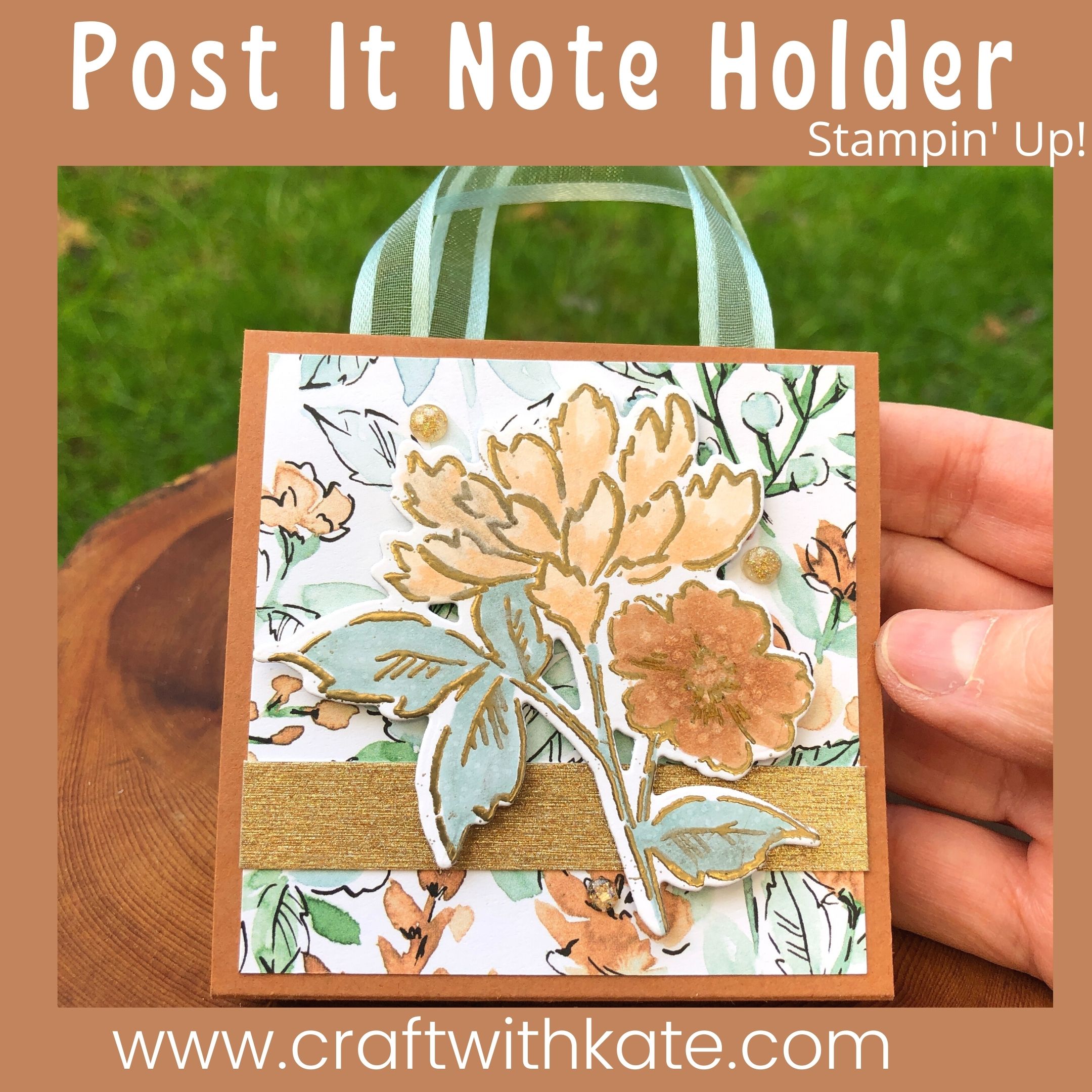 Post it note holder using hand penned bundle for cinnamon cider ccs by kate morgan  stampin up australia 2021.