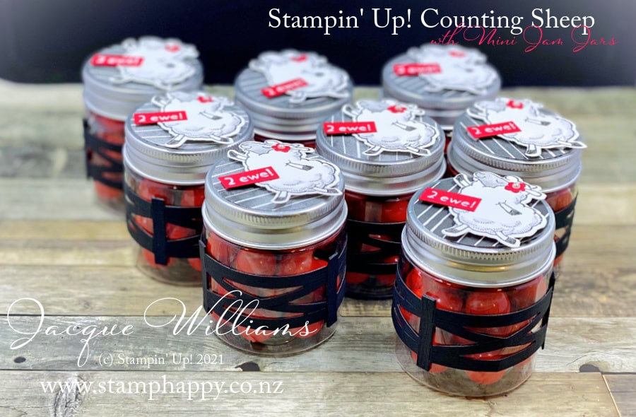 Stampin up counting sheep dies mini jam jars table gifts 3d treat gift make your own diy min
