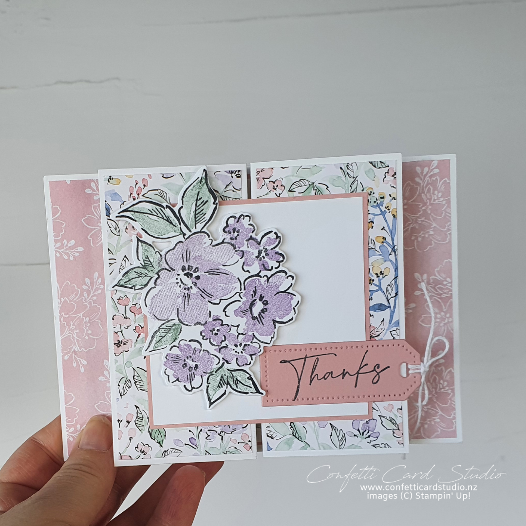 Hand penned petals card blushing bride