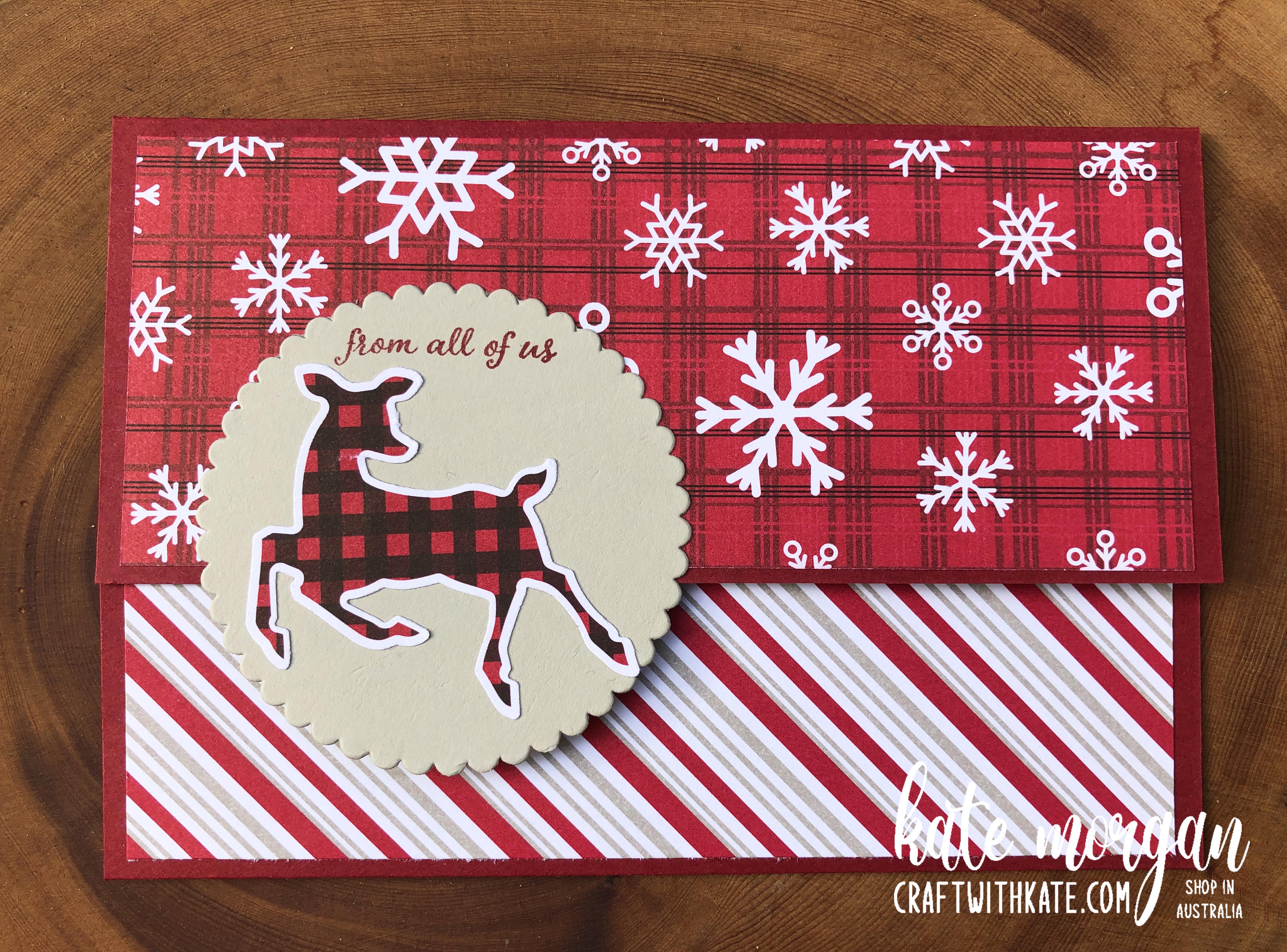 Peaceful deer pocket card for cherry cobbler ccbh by kate morgan  stampin up australia christmas 2021
