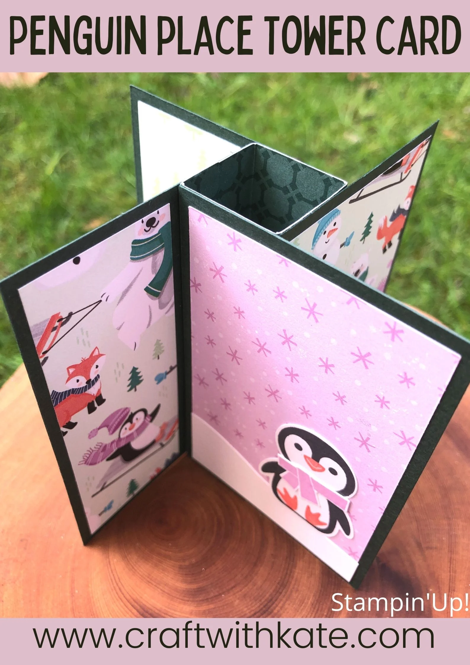 Tower card using stampin up penguin place bundle sab 2021 by kate morgan  australia