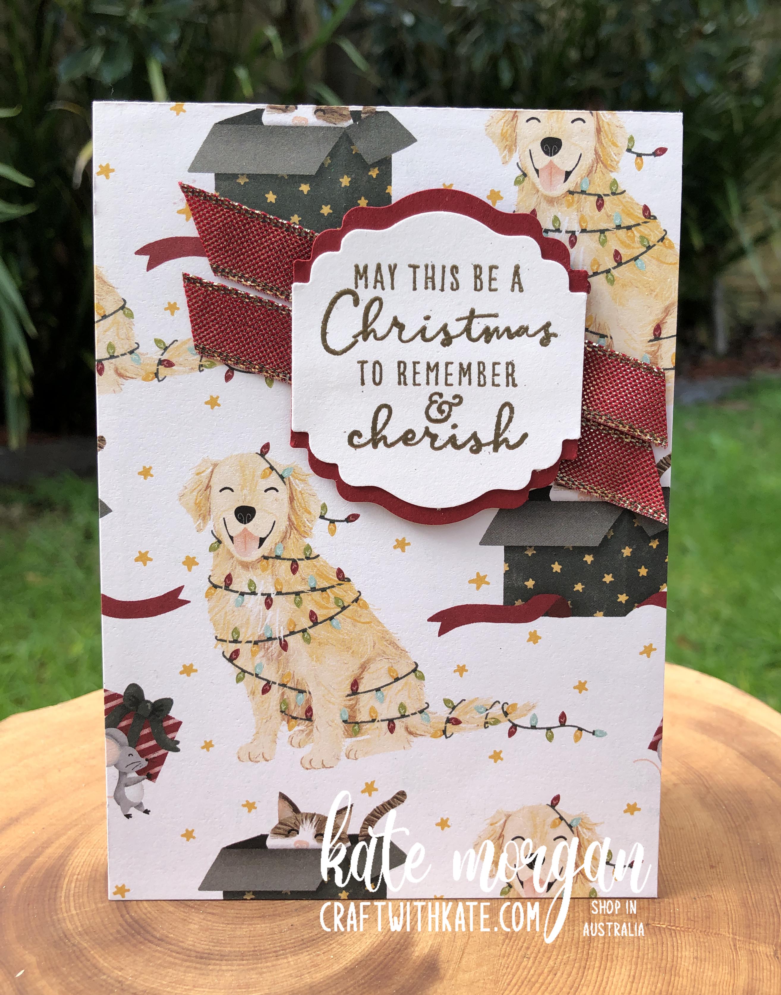 Sweet stockings dsp handmade christmas card 1 hoc by kate morgan  stampin up australia christmas 2021