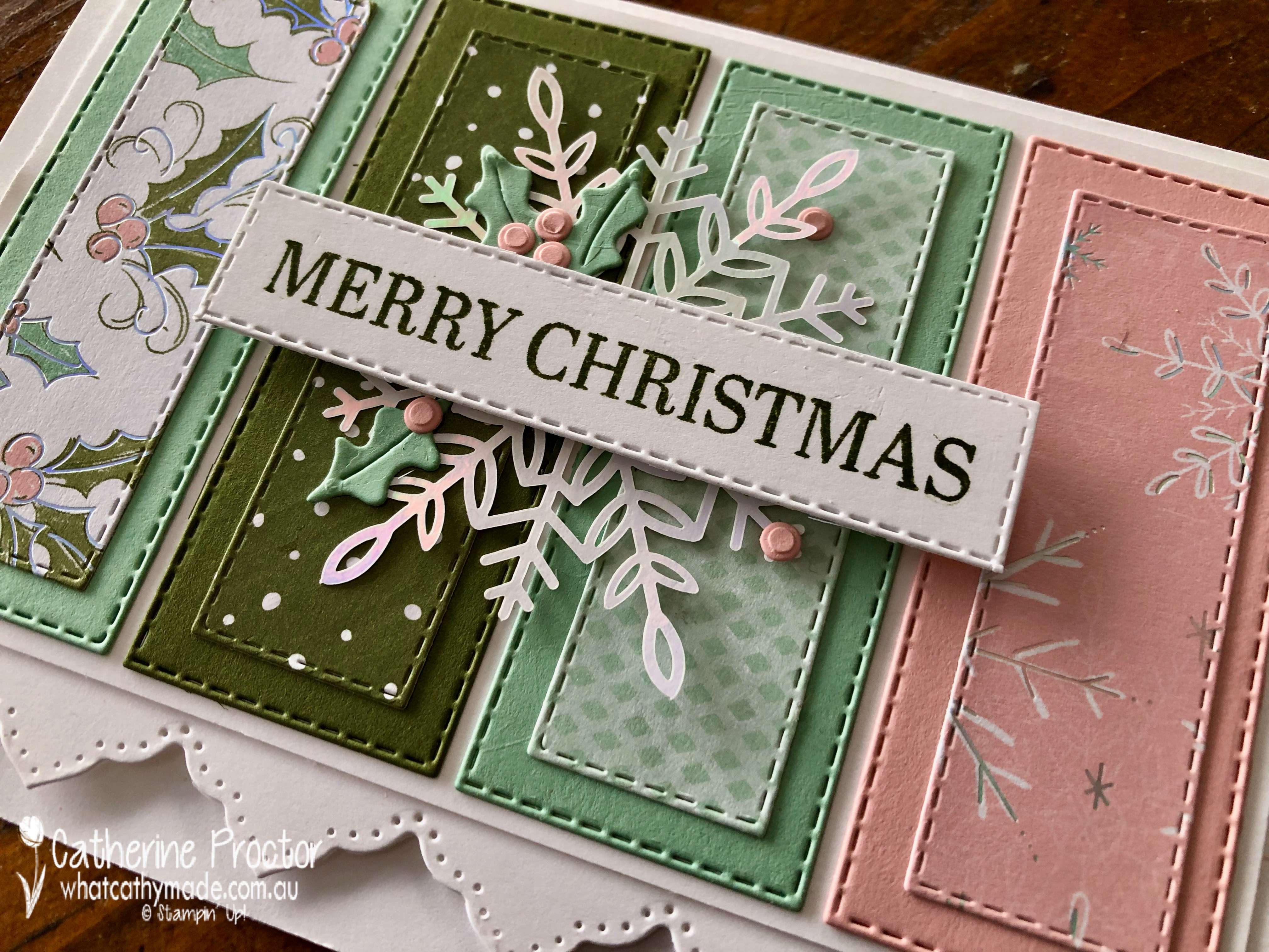 Stampin  up  whimsy   wonder dsp xmas card stitched rectangle