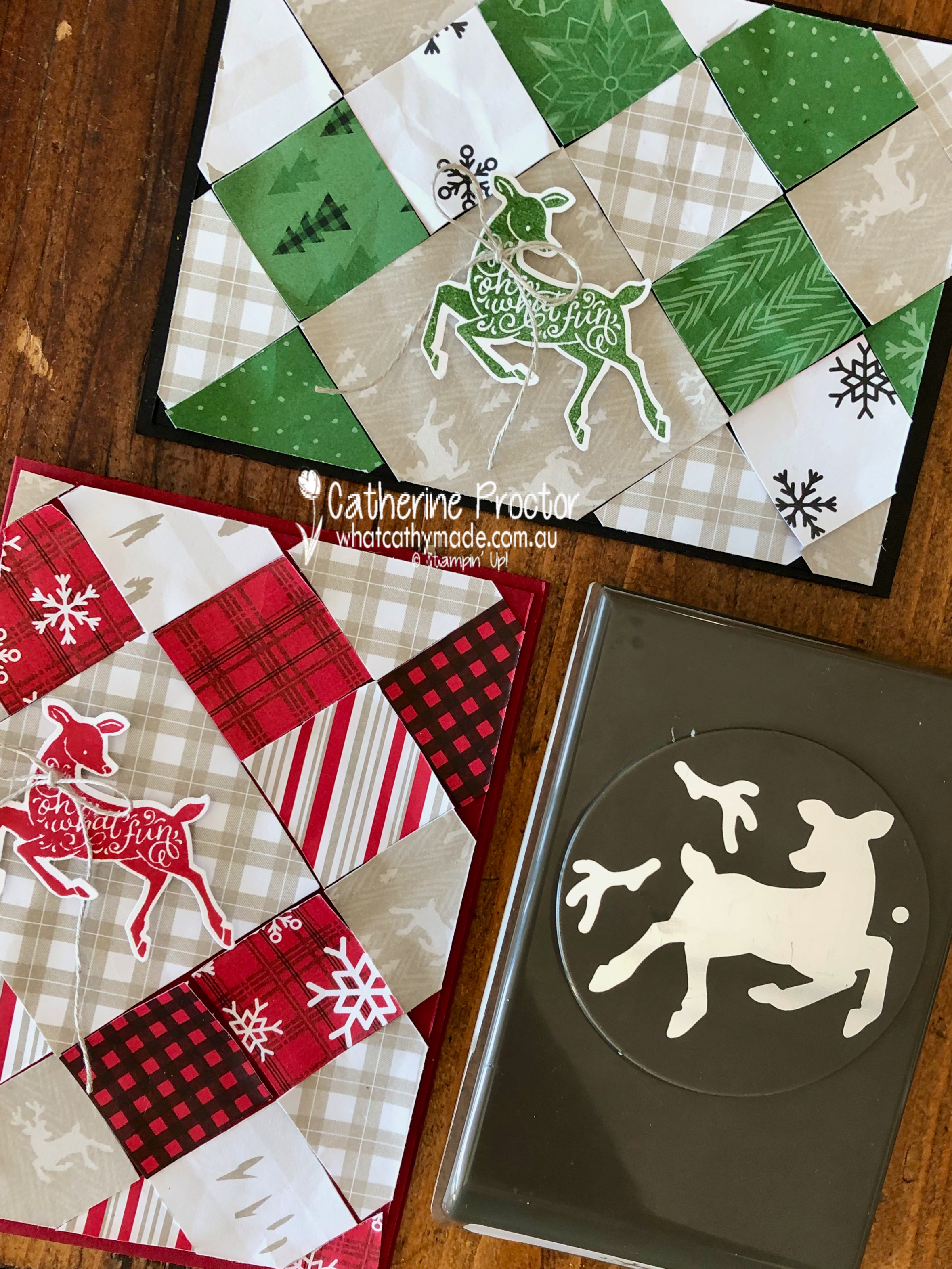 Stampin  up  peaceful prints dsp deer builder punch