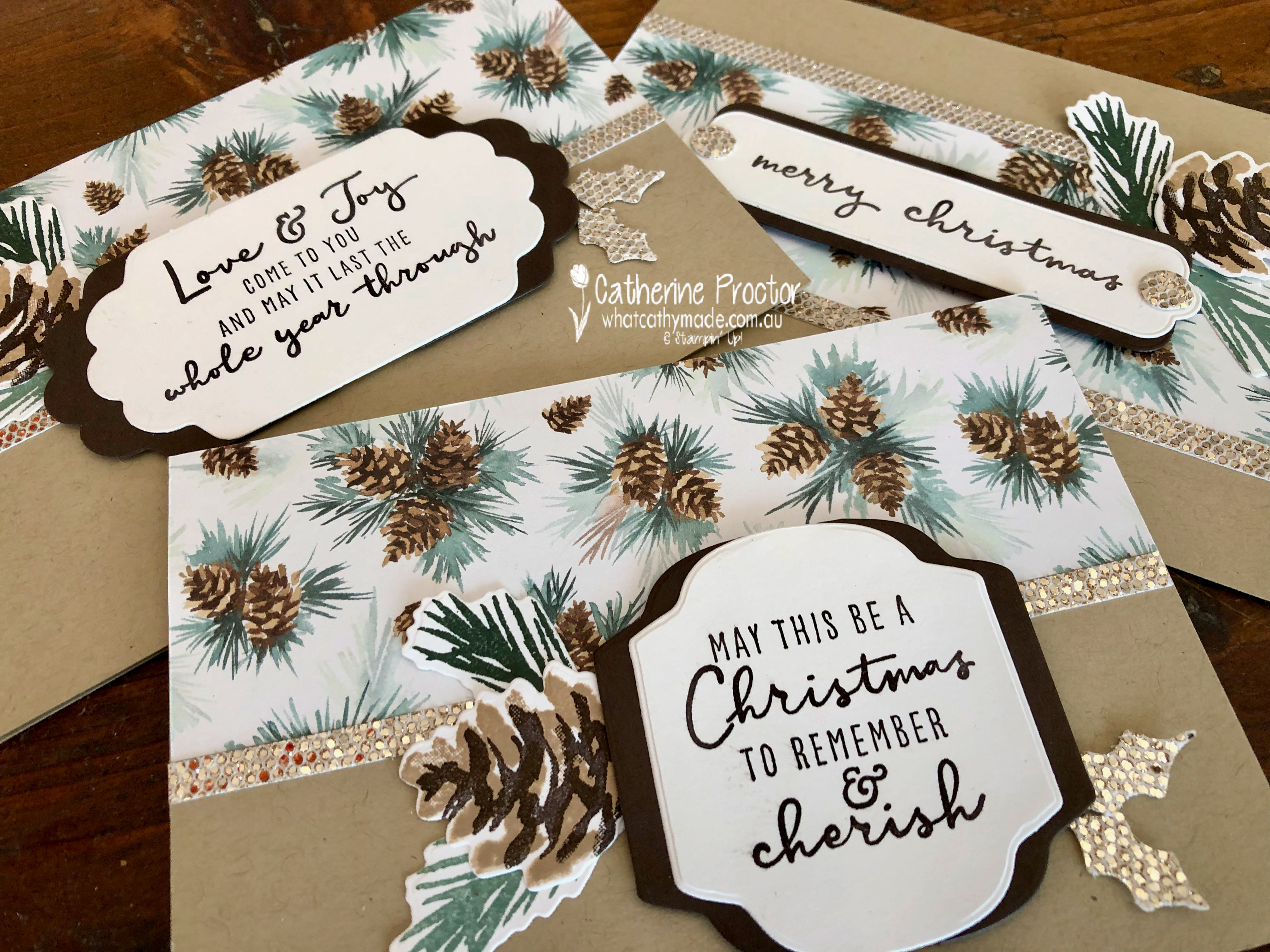 Stampin  up  early espresso painted christmas 3 cards