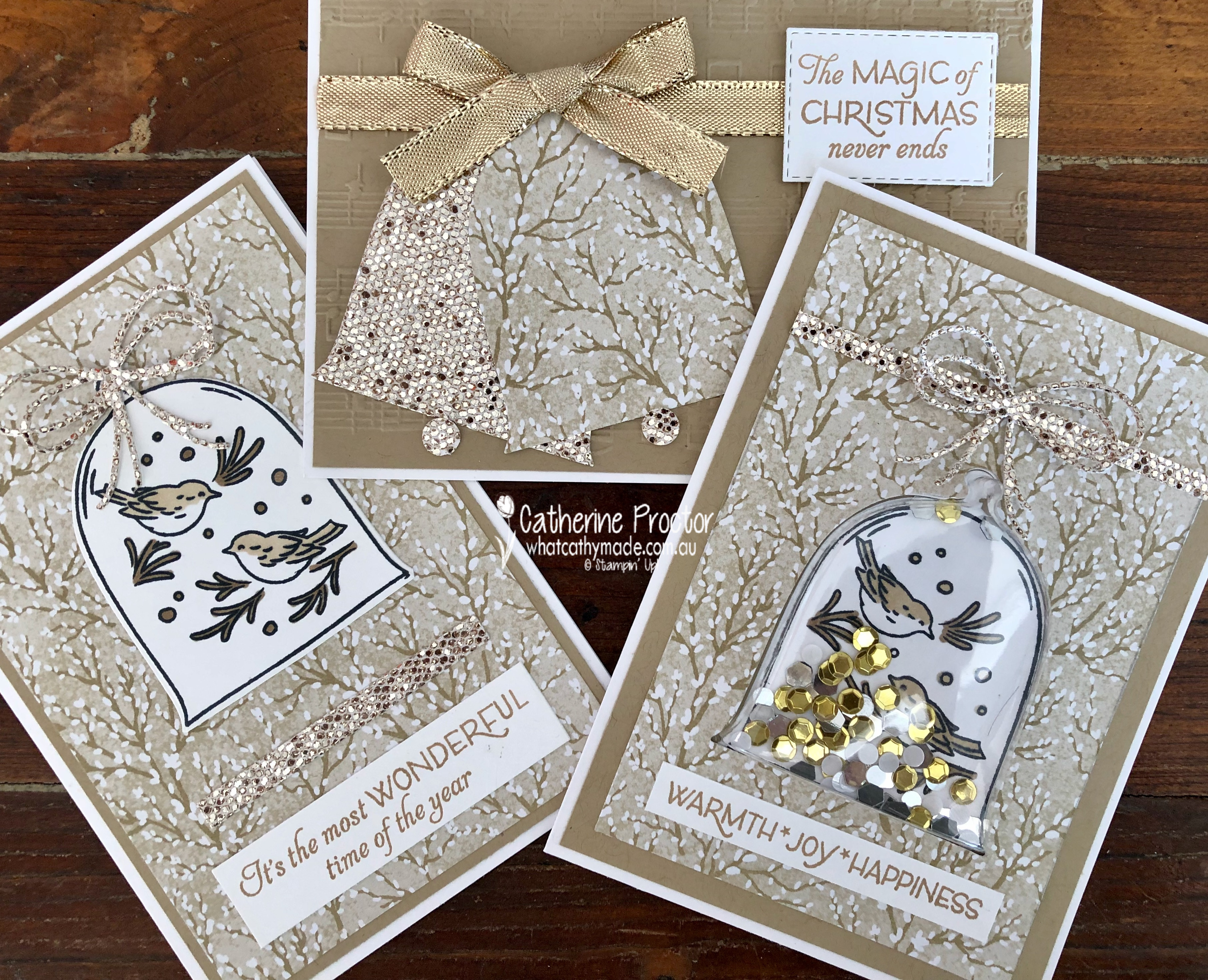 Stampin  up  christmas cloche bird harvest meadow dsp christmas cards