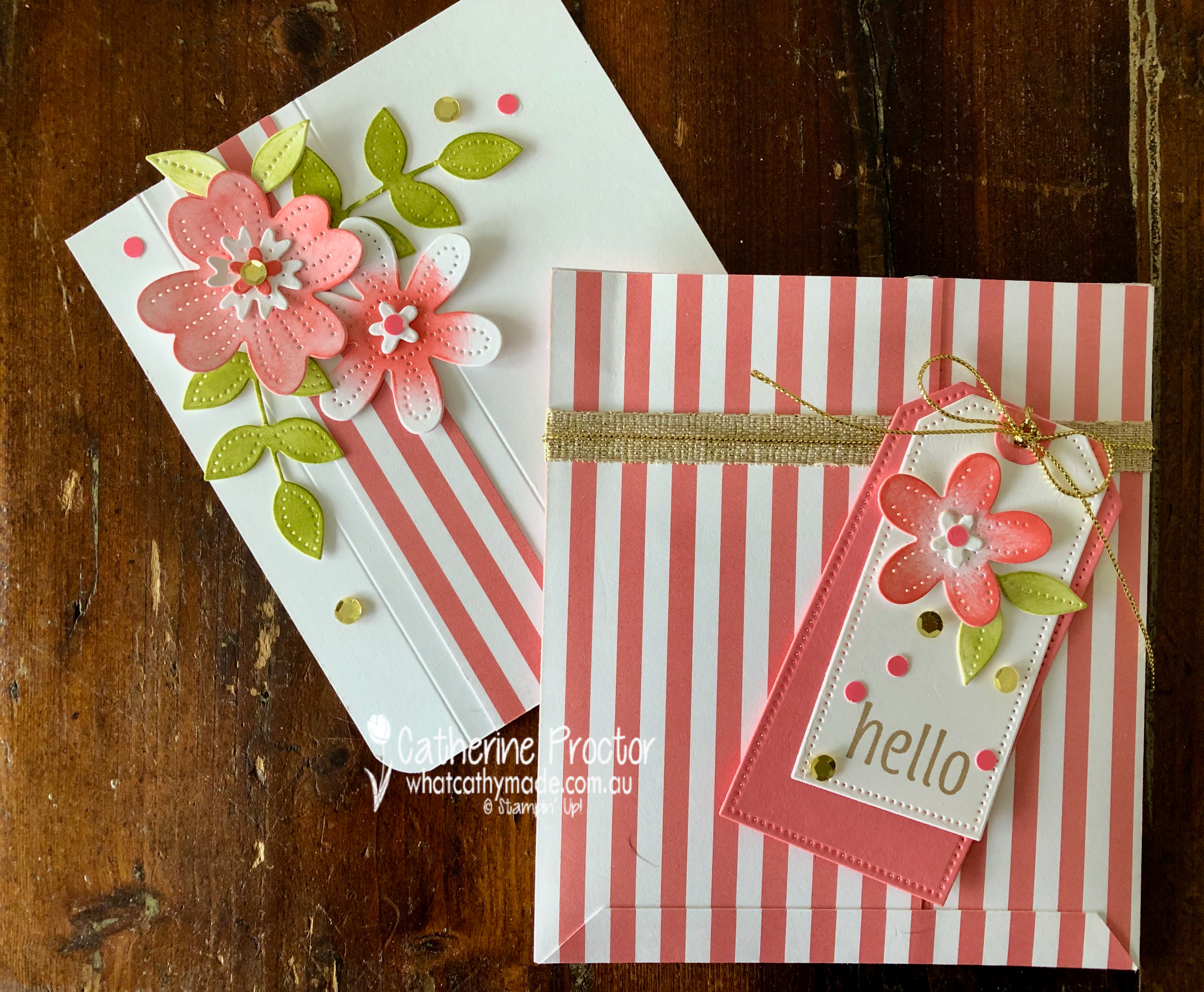 Stampin  up  flirty flamingo envelope card party pattern dsp and envelope