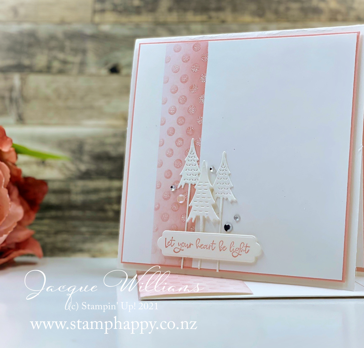 Stampin up whimsical trees christmas clean and simple cas blushing bride masking technique masks jacque williams new zealand cad class facebook cas