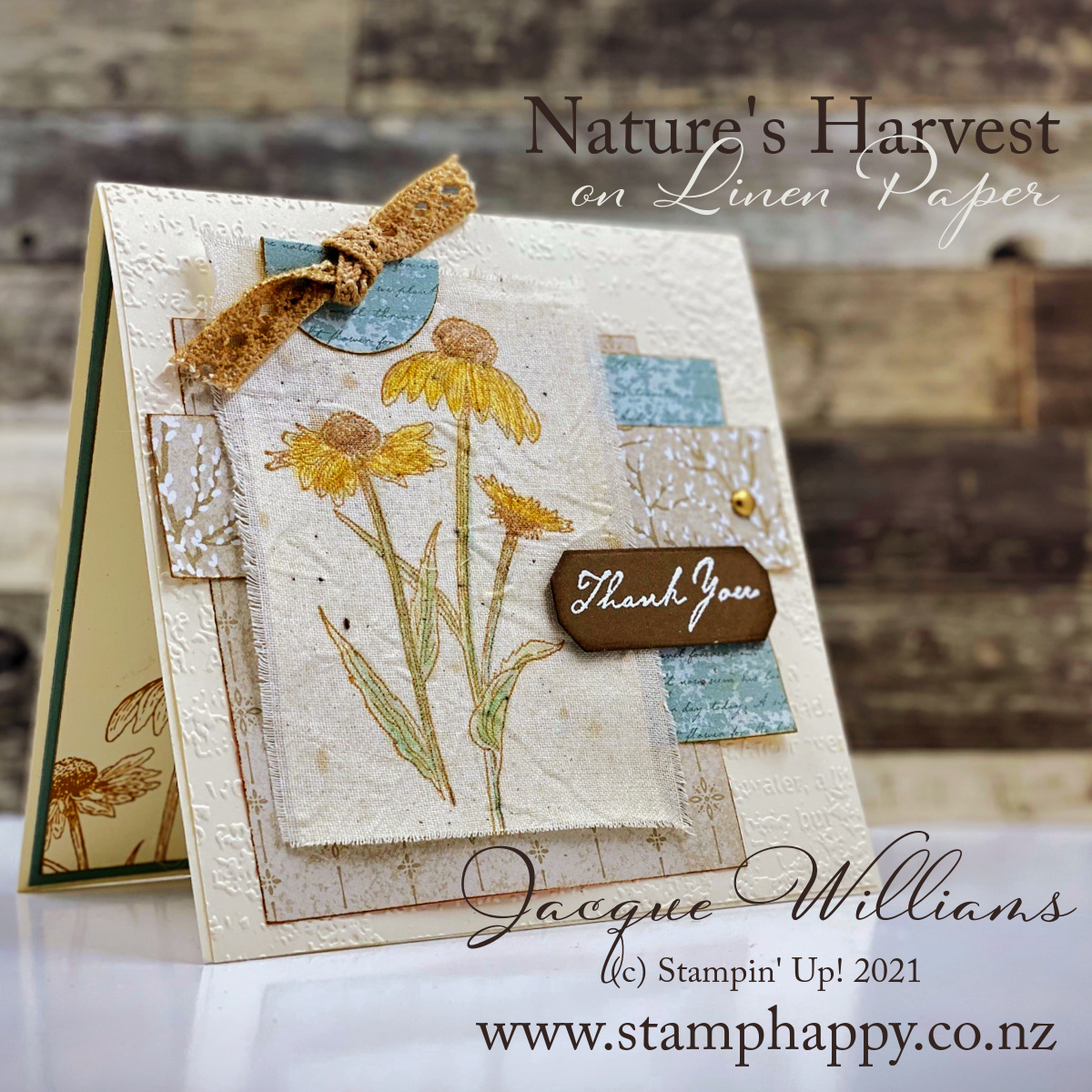 Stampin up natures harvest cornflower how to use watercolor pencils saddle brown staz on linen paper vintage dying ribbon facebook