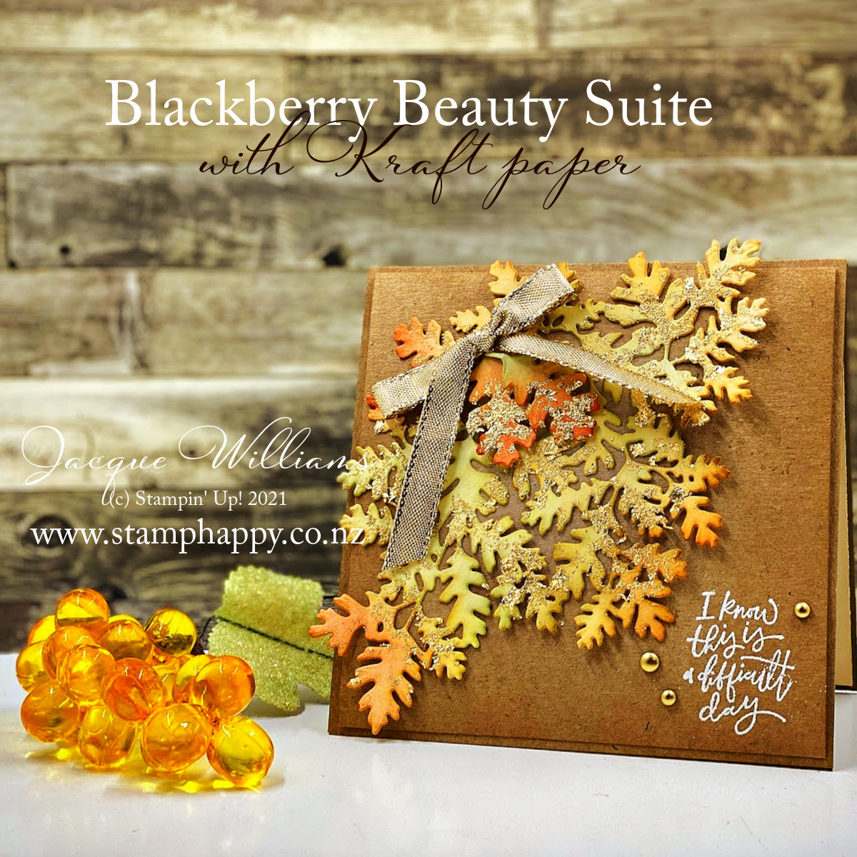 Stampin up blackberry beauty gold gilded leafing blending brush autumn leaves kraft paper card class new zealand facebook