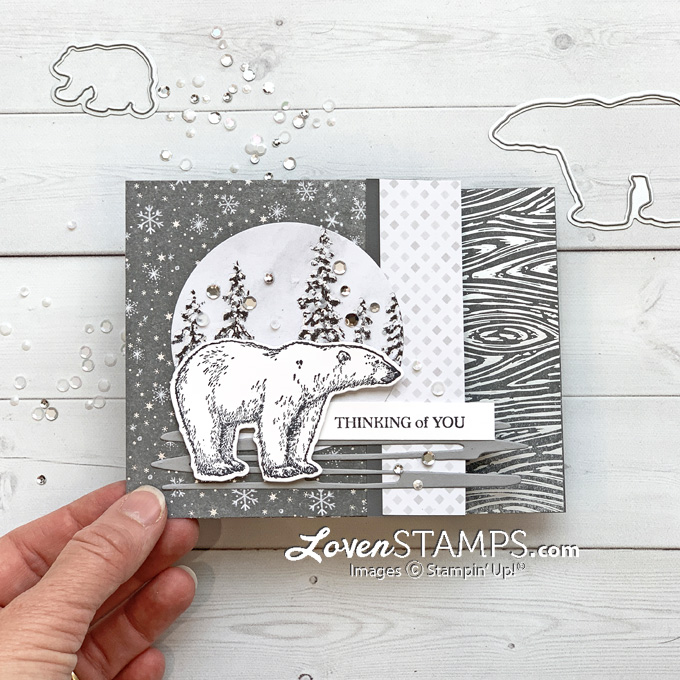 Artic polar bears peaceful place grayscale thinking of you support extended z fun fold layout walkthrough video stampin up supplies