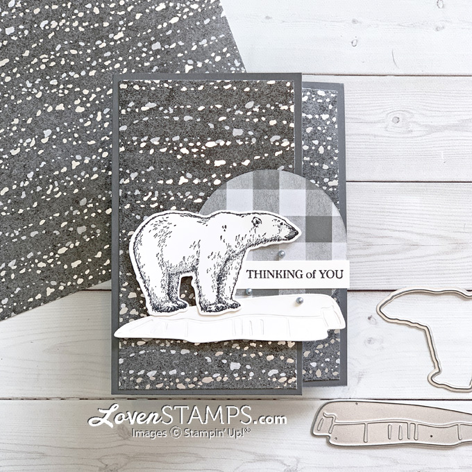 Arctic bears split front card fun fold walkthrough tutorial peaceful place dsp thinking of you stampin up supplies