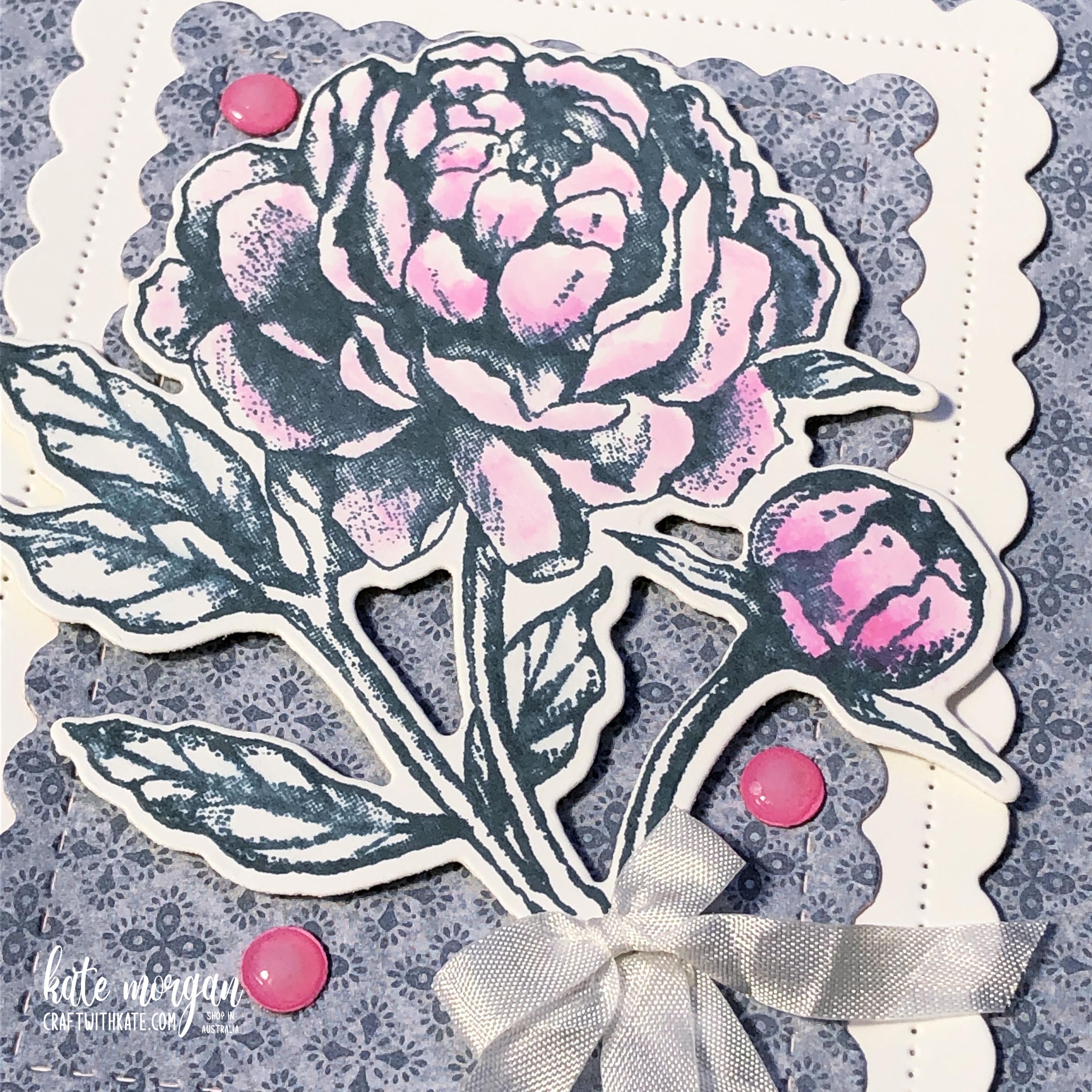 Prized peony feminine card by kate morgan  stampin up australia 2021.