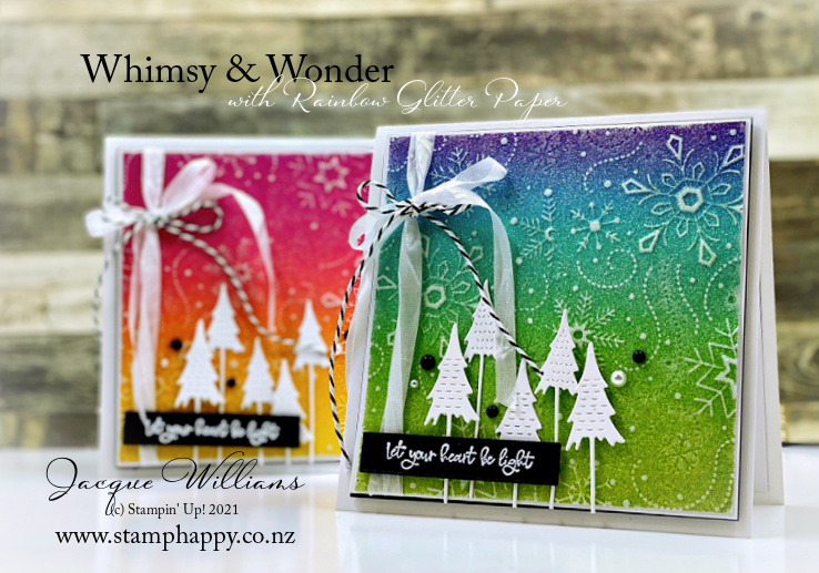 Stampin up whimsical christmas glitter paper sanding whimsy and wonder extravaganza creative inkers jacque williams stamp happy rainbow glitter paper diversity inclusion nontraditinal christmas