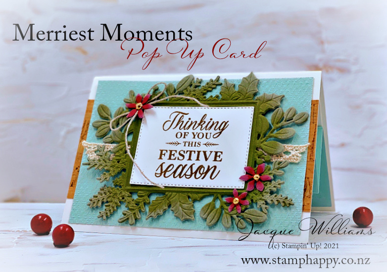 Stampin up merriest moments pop up fun fold card cork specialty paper