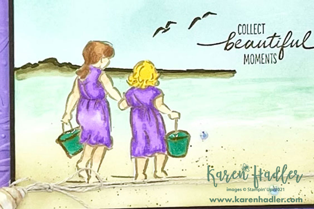 Beautiful moments two girls collecting seashells