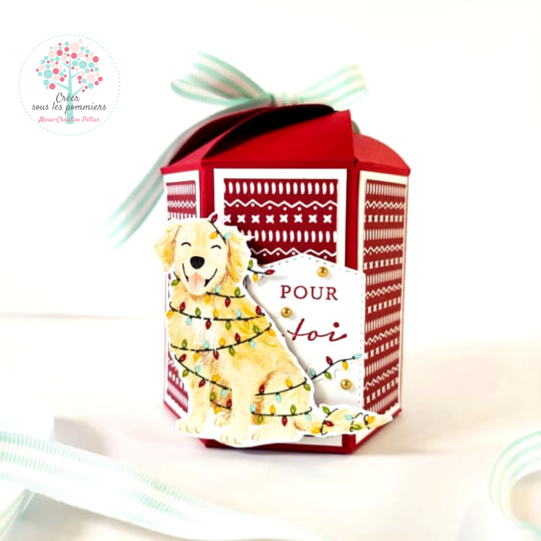 Boite hexagonale chamant bas de noel