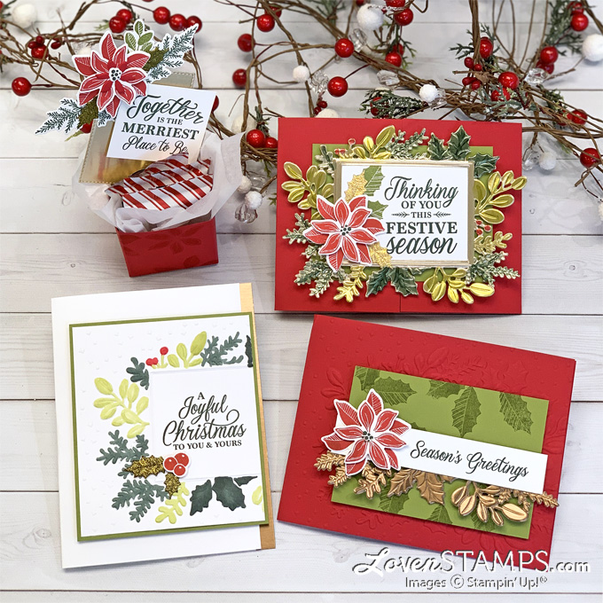 Merriest moments 4 projects lovenstamps tutorials stampin blends metallic cardstock technique 4