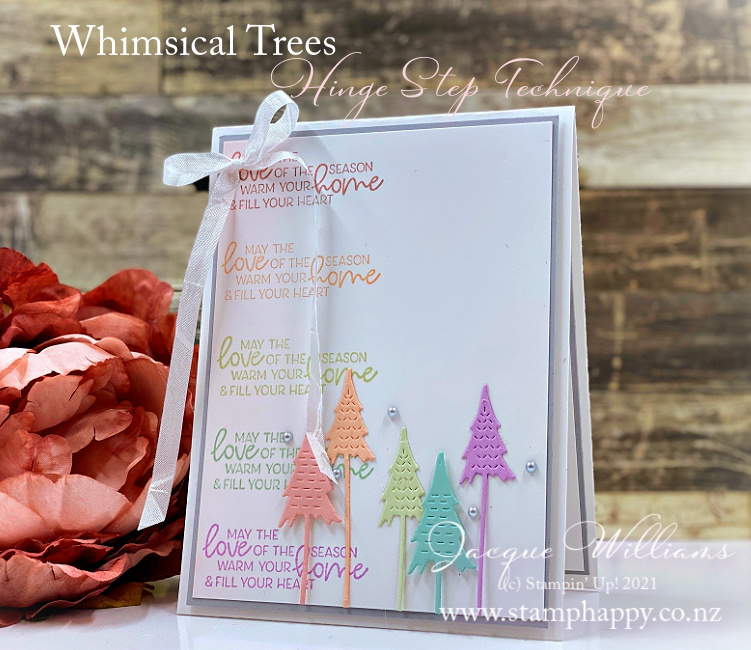 Stampin up whimsy and wonder whimsical trees subtles rainbow nontraditional christmas stamparatus misti hinge quick easy make and take christmas card popsicle