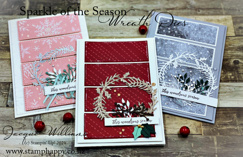 Stampin up sparkle of the season seasonal swirls wreath whimsy and wonder quick easy christmas card