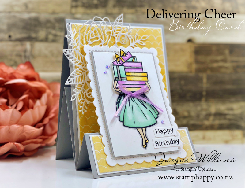 Stampin up delivering cheer birthday fun fold z fold tent fold hand penned artistically inked new zealand fancy fold