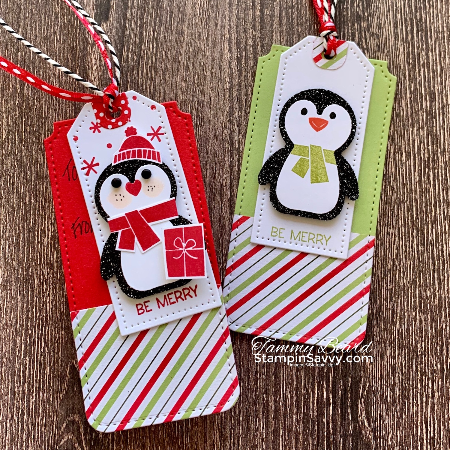 Penguin punch tailored tags stampin savvy tammy beard stampinup