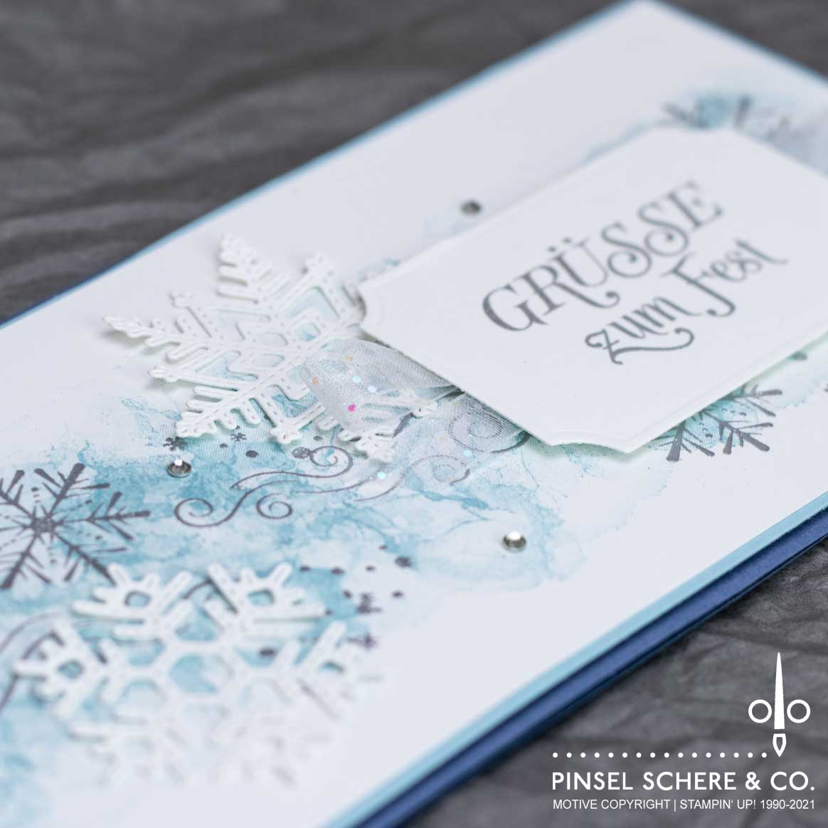 Stampin up 12 karten bis weihnachten weihnachtskarte flockenw%c3%bcnsche bestickte schneeflocken kunstvoll koloriert pinselschereco alexandra grape 1
