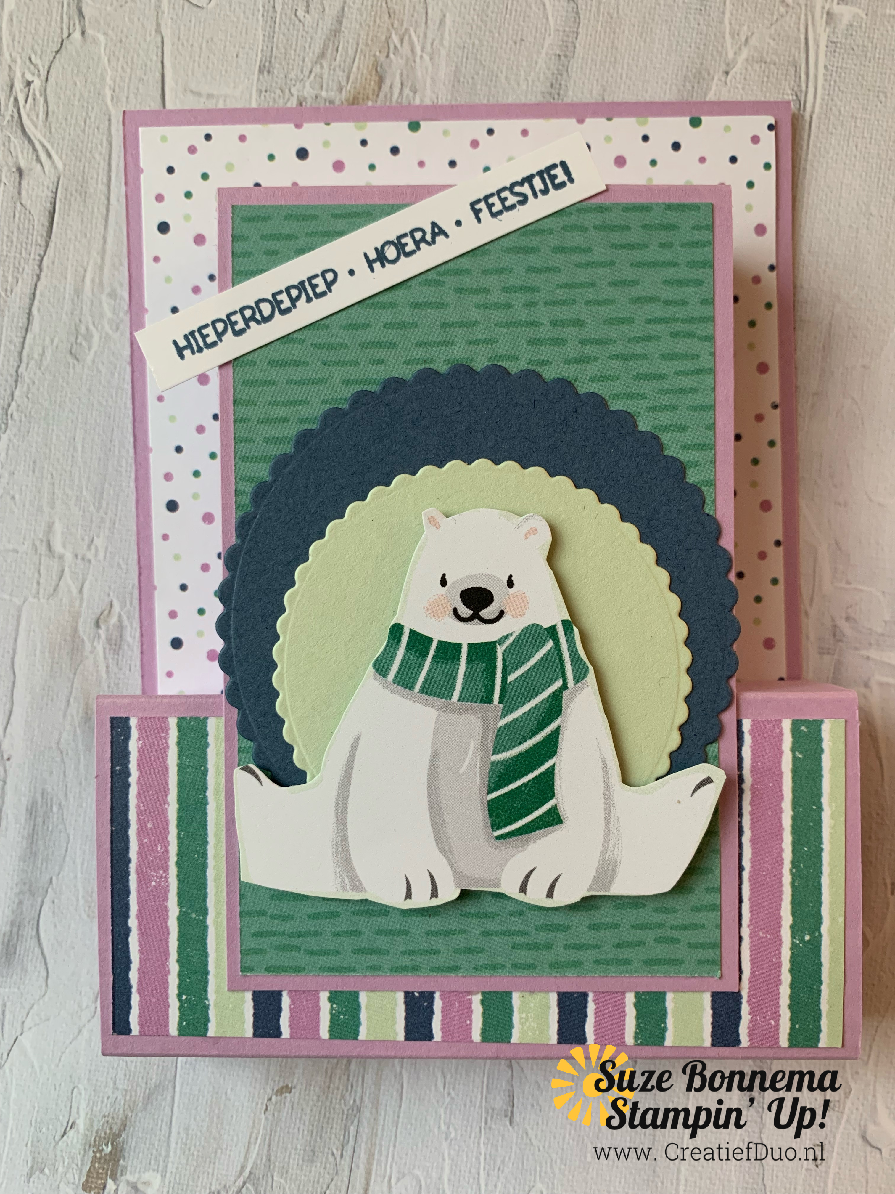 Pop up kaart pinguin pret stampin up 