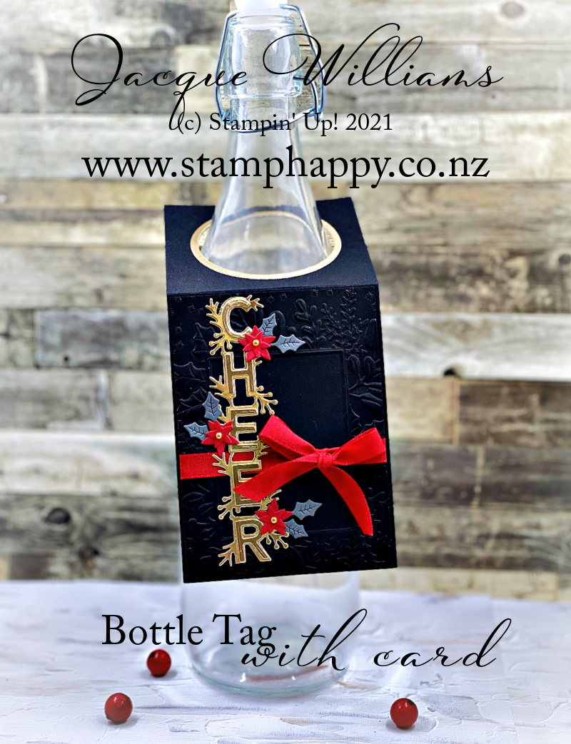 Stampin up words of cheer christmas cheer wine bottle tag topper label make your own diy christmas