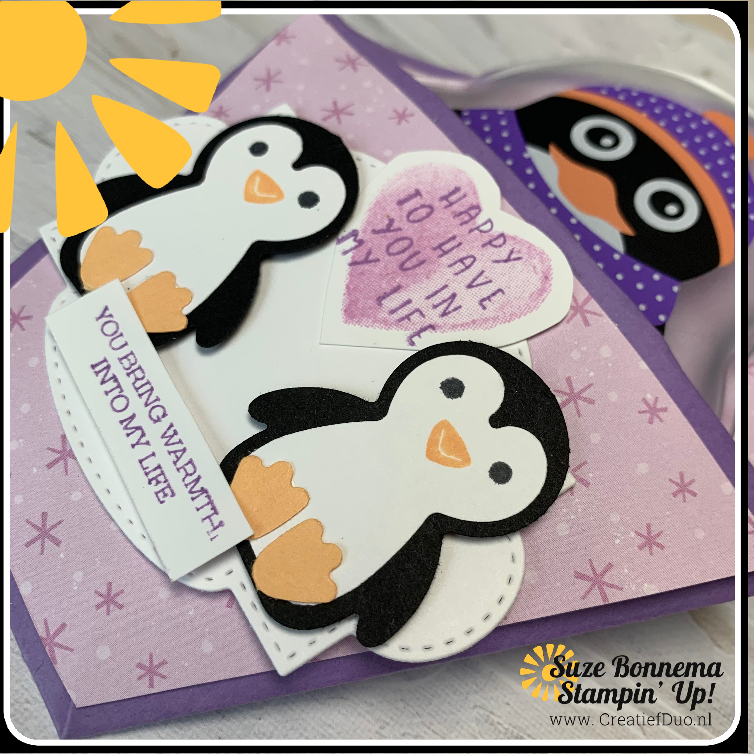   stempelen  2021  suze bonnema stampset stampin up dag 11 pinguinparty pinguinpret close up