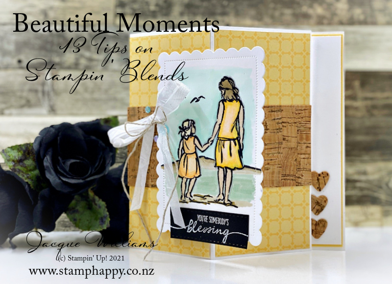 Stampin up beautiful moments how to use stampin blends tips easel card beach