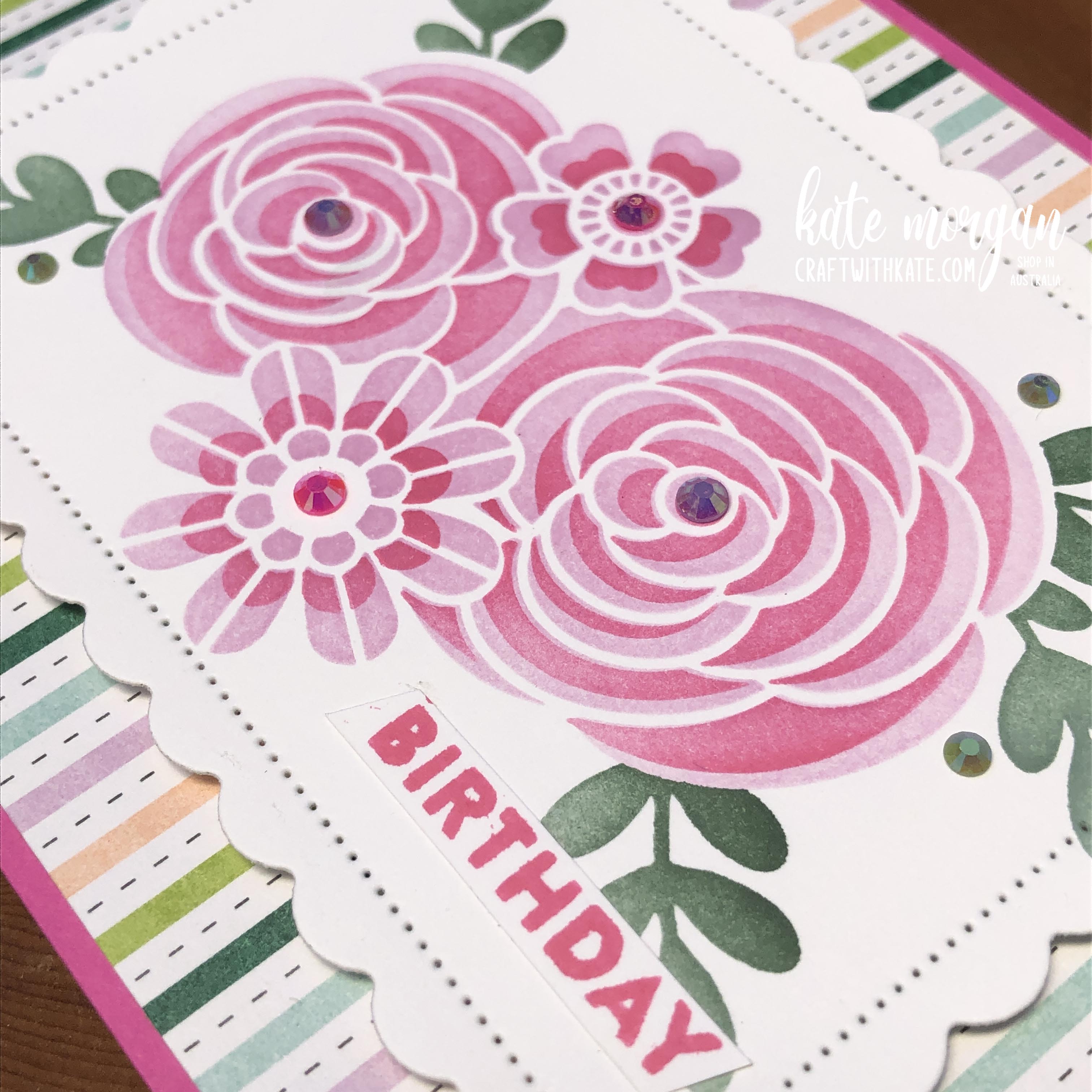 Butterflies   flowers layering decorative masks card by kate morgan  stampin up australia 2022