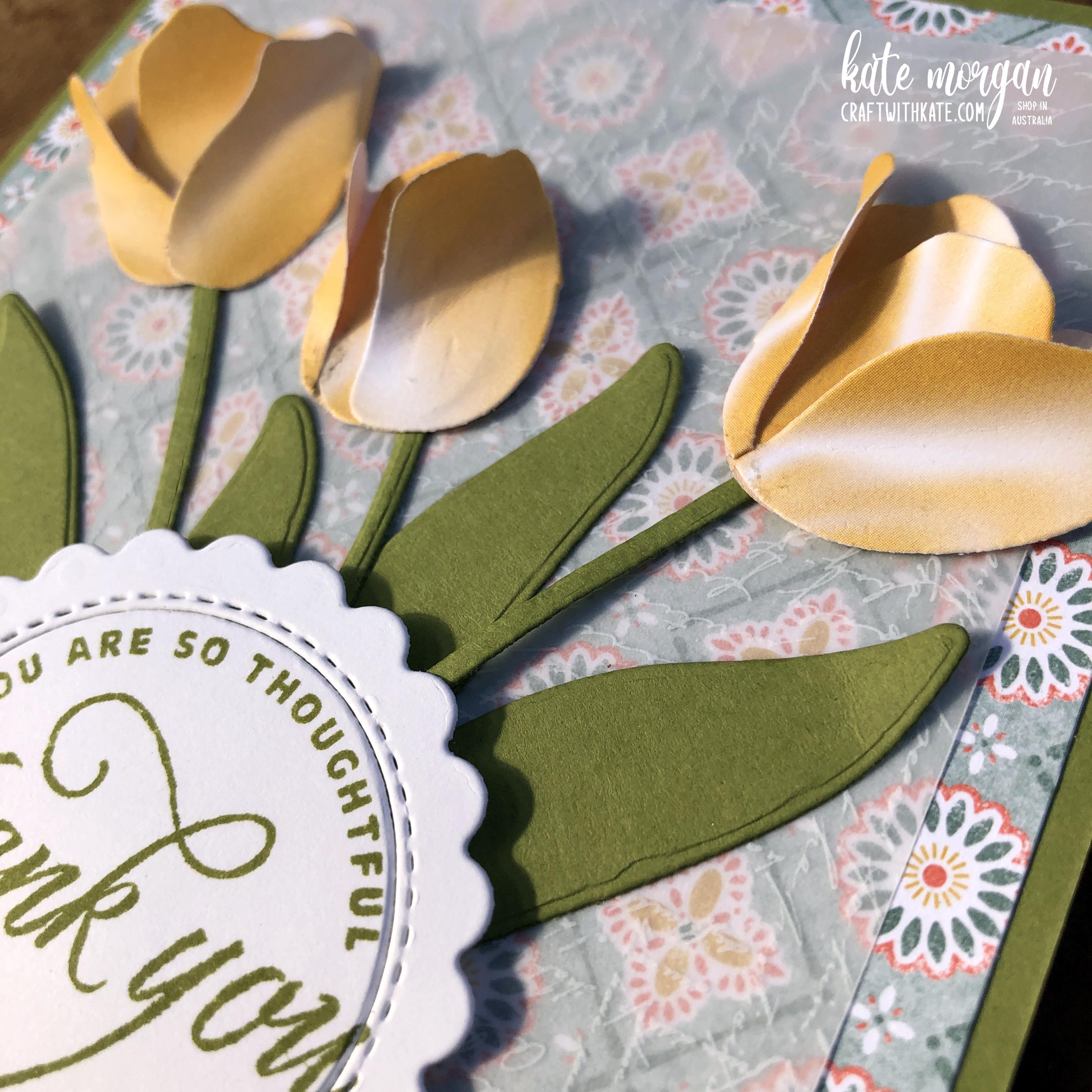 Daffodil daydream thank you card for old olive ccbh by kate morgan  stampin up auatralia 2022.