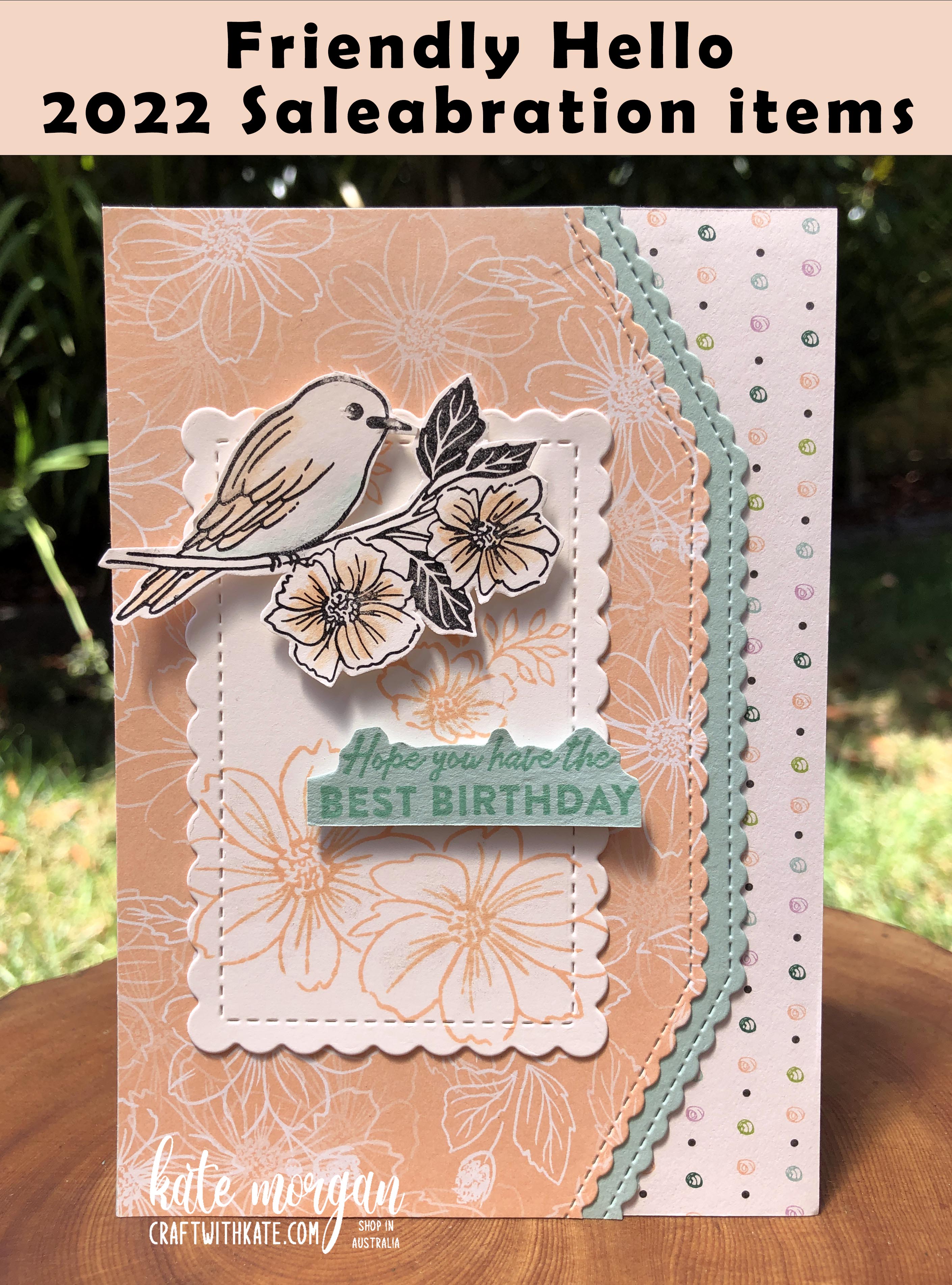Friendly hello sab card by kate morgan  stampin up australia 2022